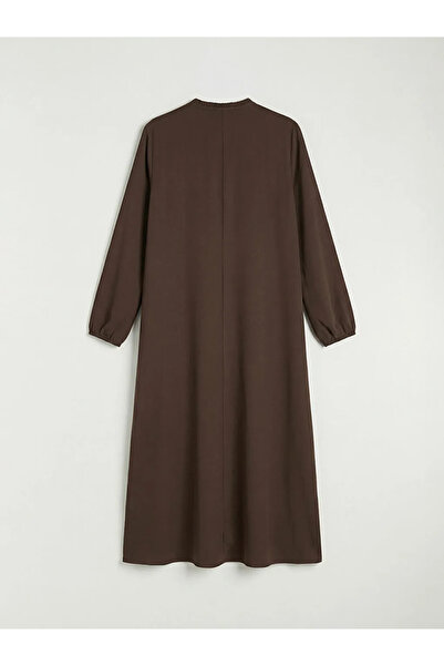 LC Waikiki Brown Judge Collar Dress with Stitching Detail