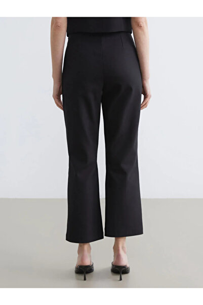 LC Waikiki Black women's trousers with zippered waist and stitching detail