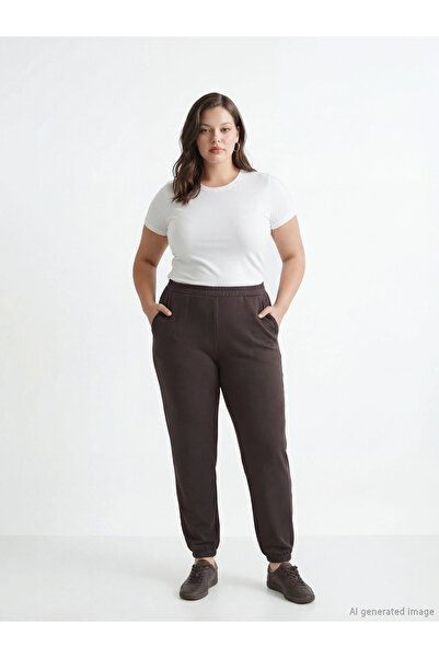 LC Waikiki Brown Women's Jogger Sweatpants with Elastic Waist