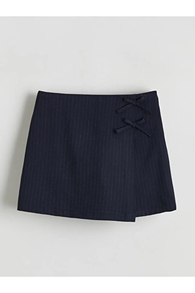 LC Waikiki Navy blue bow detailed girl's shorts skirt