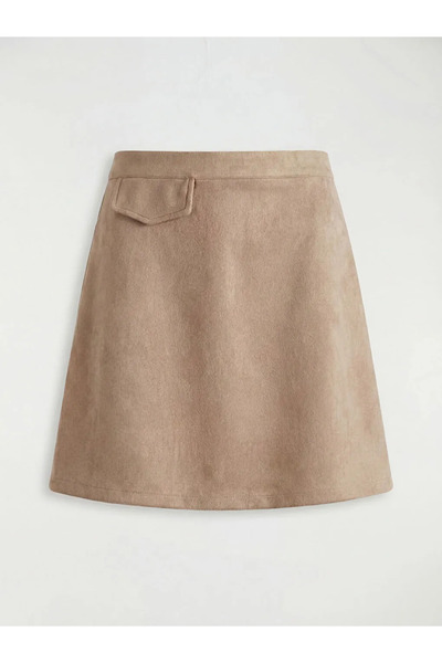 LC Waikiki Beige Suede Look Girls' Skirt