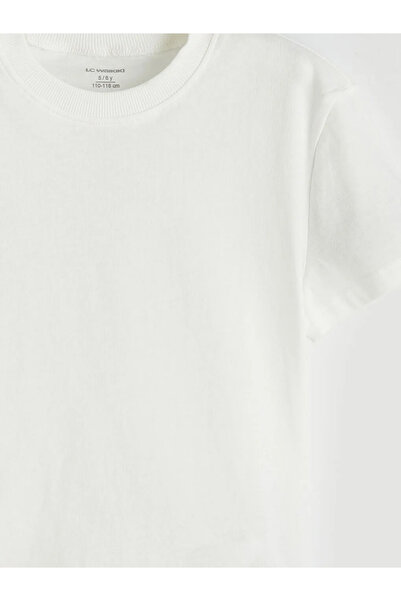 LC Waikiki Тениска с кръгло деколте в екрю цвят, комплект от 3 броя за момче