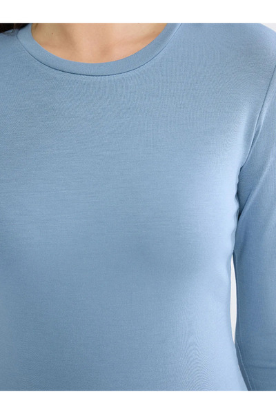 LC Waikiki Blue bicycle collar soft touch women's bodysuit