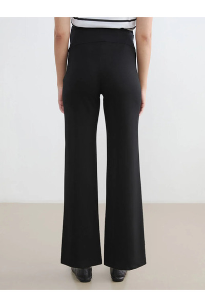 LC Waikiki Black wide leg women's sweatpants with tummy control panel