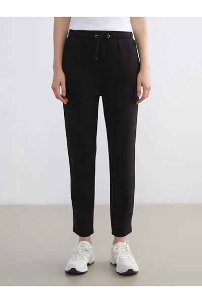 LC Waikiki Black Soft Touch Women's Sweatpants with Elastic Waistband