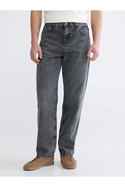 LC Waikiki Ανδρικό τζιν παντελόνι ανθρακί χρώματος με φαρδιά εφαρμογή