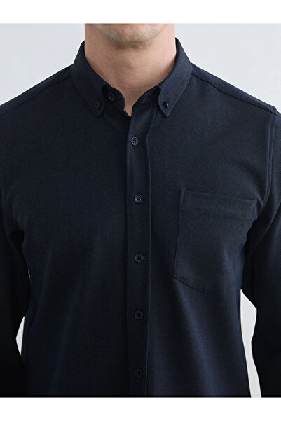 LC Waikiki Navy Blue Regular Fit Patterned Men's Shirt