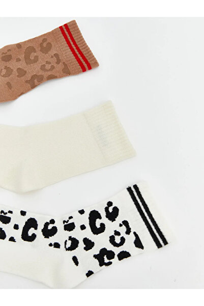 LC Waikiki Brown Leopard Patterned Women's Socks, Pack of 5