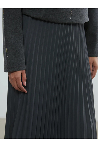LC Waikiki Fusta plisată antracit cu talie elastică