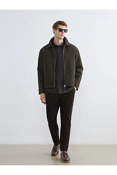 LC Waikiki Ανδρικό παλτό από κασμίρι σε στάνταρ γραμμή χακί