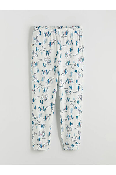 LC Waikiki Ecru Crew Neck New Year's Themed Women's Pajama Set