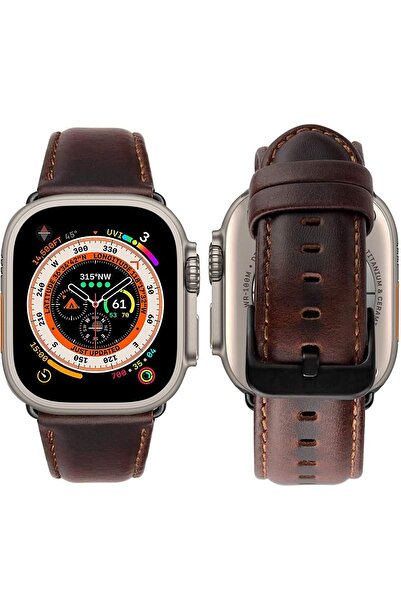 Amazon MroTech Leather Belt for Apple Watch 49mm 44mm 45mm 46mm coffee color ...