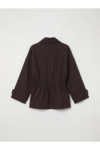 LC Waikiki Brown Shirt Collar Belted Oversize Women's Jacket