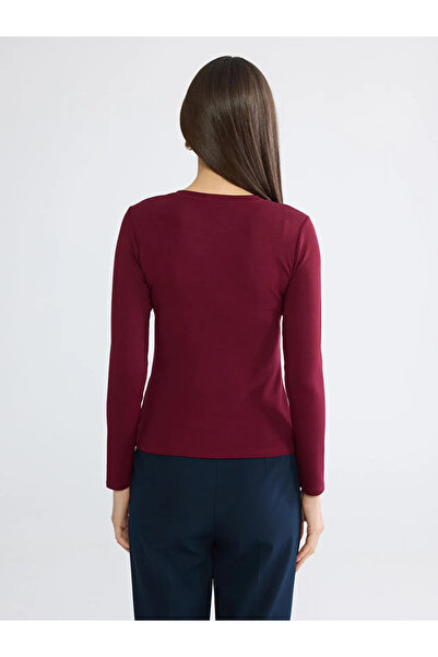 LC Waikiki Γυναικείο κορμάκι με λαιμόκοψη μπορντό