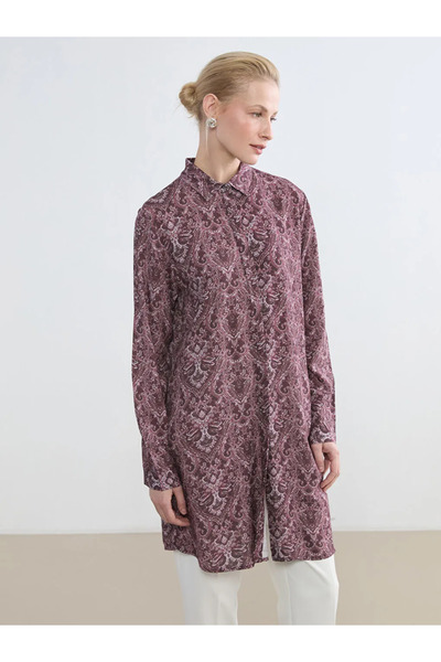 LC Waikiki Burgundy Patterned Women's Shirt Tunic