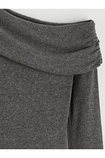 LC Waikiki Anthracite Boat Neck Women's Knit Sweater