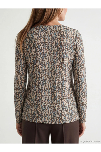 LC Waikiki Beige Collar Patterned Blouse