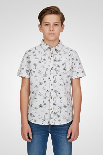 Bearpaw Kids Boy Short Sleeve Allover Print Casual Shirt, Multicolor