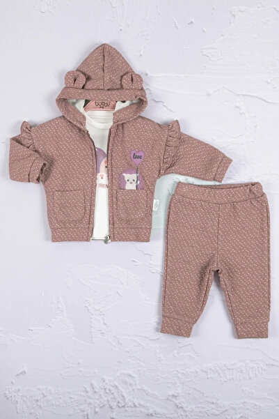 Generic Brand Hedgehog Embroidered 100% Cotton 3-Piece Baby Girl Set