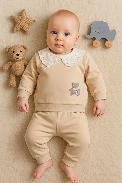 DMR Elegance Lace Collar Cotton 2-Piece Baby Girl Set