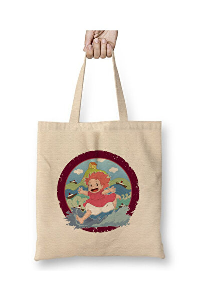 Toyaso Ghibli Little Mermaid Ponyo 02 White Tote Bag Long Handle Shopping Bag...