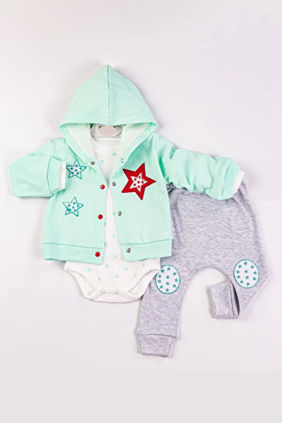 Generic Brand Star Embroidered Hooded Baby Girl Set