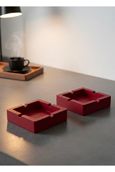 Silver Set of 2 Special Design Square Ashtrays - Minimalist Decorative Ashtray