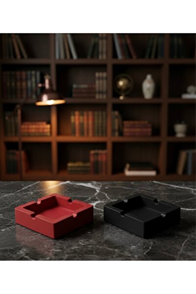 Silver Set of 2 Special Design Square Ashtrays - Minimalist Decorative Ashtray