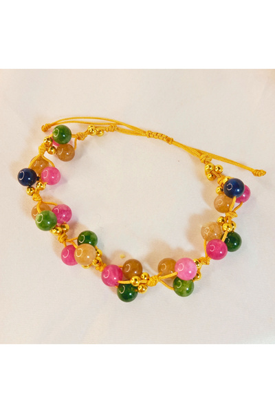 Crystal Atelier Certified 5 Chakra Natural Stone Bracelet - Citrine Pink Agat...