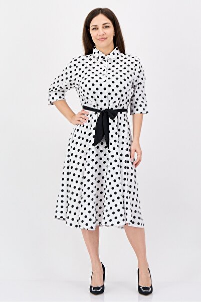 freesoul Women Spread Collar Allover Print Midi Dress, Multicolor