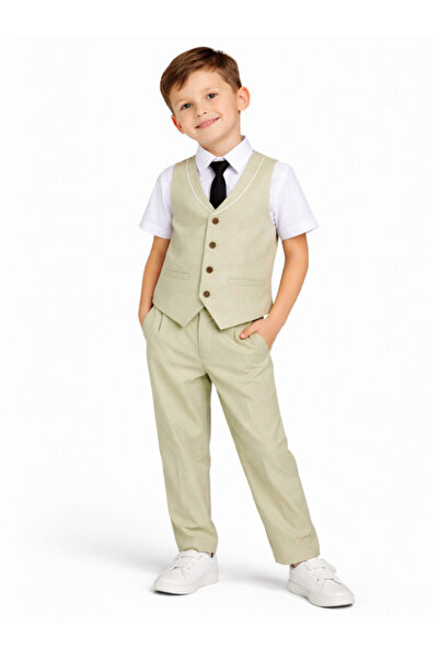 Victor and Jane Neutral Waistcoat, Shirt, Trousers & Tie Set