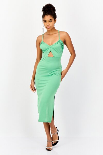 Don't Call Me Jennyfer Women Solid Midi Dress, Green