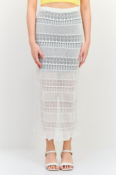 Don't Call Me Jennyfer Women Eyelet Midi Skirt, White