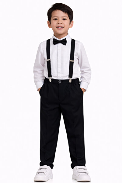 Victor and Jane Boys 4 Pc set Formal Shirt, Trousers, Suspenders & Bow Tie Set