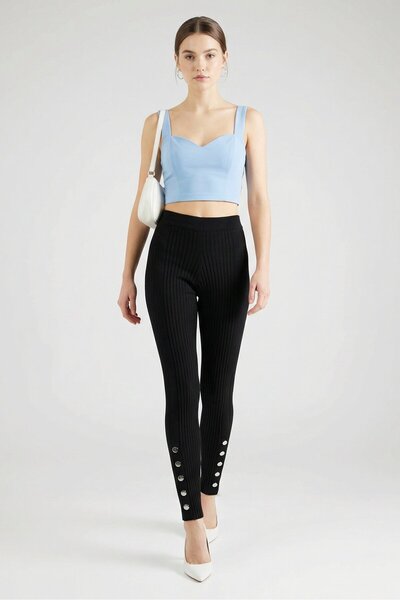 Claudie Pierlot Women Regular Fit Ribbed Skinny Pants, Black