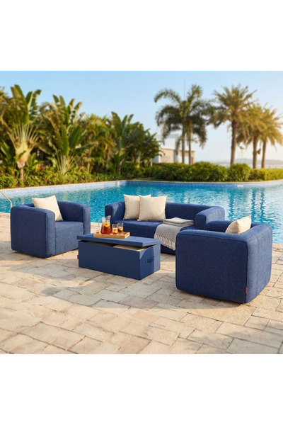 AGB Premium 4-Piece Inflatable Sofa Set - Navy Blue - Waterproof Outdoor & Ga...