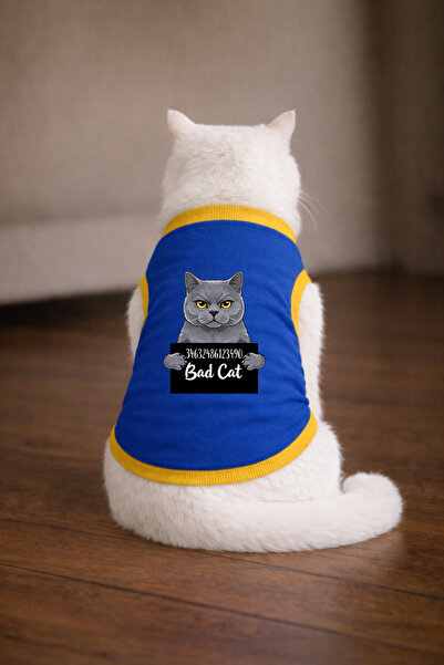 petite pati تي شيرت بلو وانتد بريتش بوليتد للقطط مطبوع عليه تصميم بريطاني مقا...