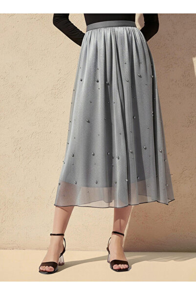 FAV تنورة ميدي تنورة بقصة الجرس A مع حزام خصر مطاطي