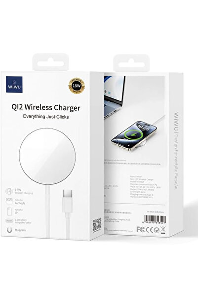 WIWU Wi-W029 Qi2.0 Magnetic Wireless Charger 15W Fast Charging – White