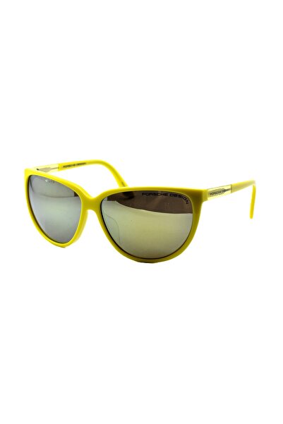 Porsche Design نظارة شمسية نسائية P8588 E باللون الأصفر على شكل عين القطة مع ...