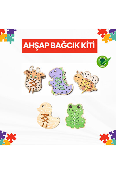 Fapatech Çocuklar Için Ahşap Hayvanlar Boyama Bağcık Kiti El Işi Kiti Montess...