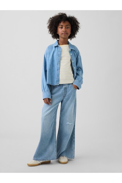 GAP Kız Çocuk Mavi Ultrasoft Low Rise Baggy Jean Pantolon