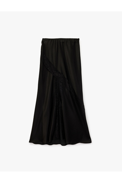 Koton Fusta midi din satin cu detaliu din dantela