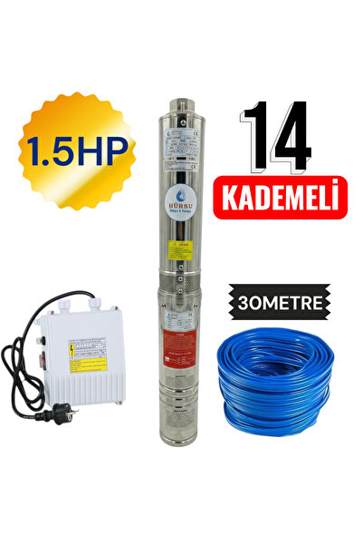 hürsu dalgıç&pompa 1.5HP 4/14 DALGIÇ POMPA+30 METRE KABLO+KONTROL PANOSU