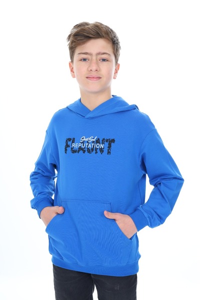Toontoy Boys' Relax Fit Hooded Pocket Lightweight Drop Shoulder Printed Sweat...