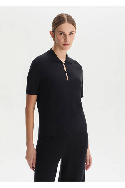 Knitss Pamuk İpek Karışımlı Siyah Triko Üst