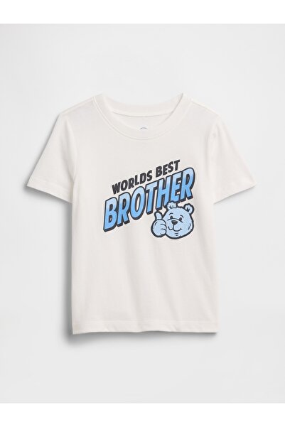GAP Erkek Bebek Beyaz Grafik Baskılı T-Shirt