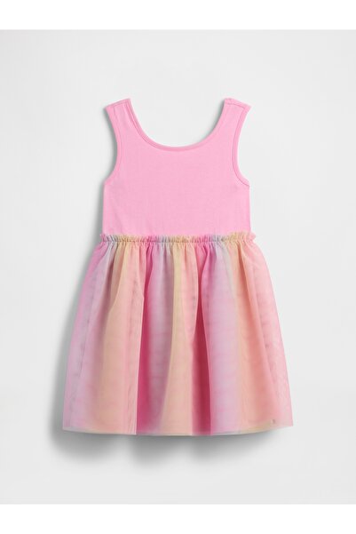 GAP Kız Bebek Pembe Tül Detaylı Rainbow Elbise