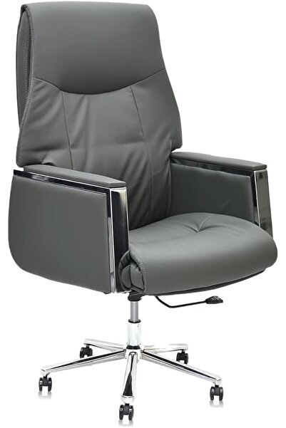 Afifa Furniture Grey PU Leather Boss Office Chair
