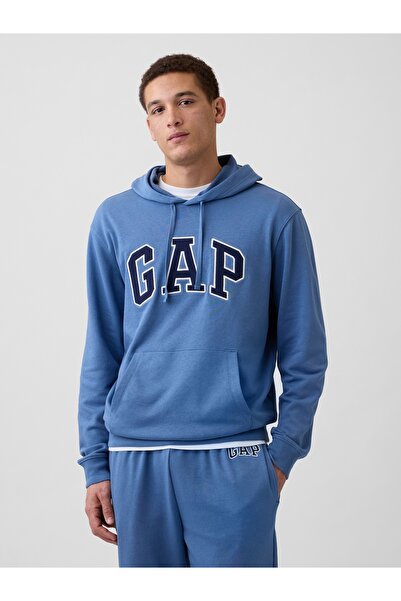 GAP Erkek Mavi Logo Fransız Havlu Kumaş Sweatshirt